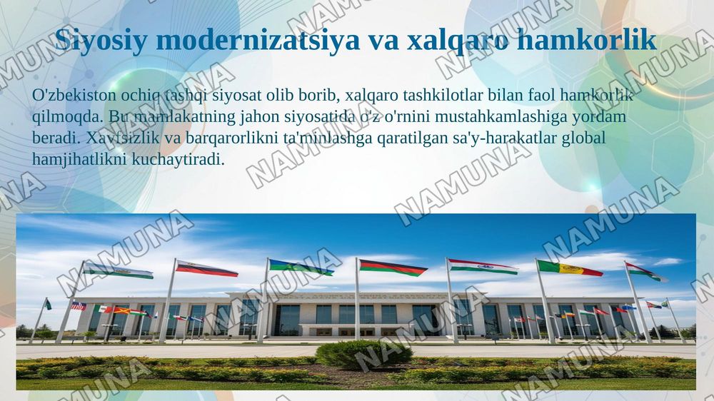Jahonda globallashuv jarayonlarining O'zbekistonga ta'siri — 8-slayd