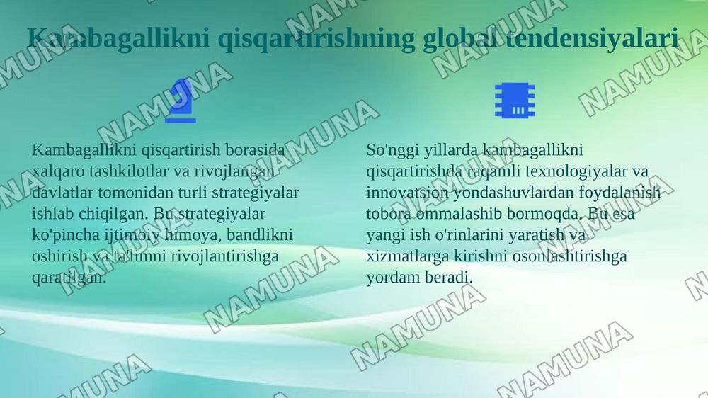 Xorij mamlakatlarining kambagallikni qisqartirish boyicha tajribalarni Ozbekistonda qollash — 4-slayd