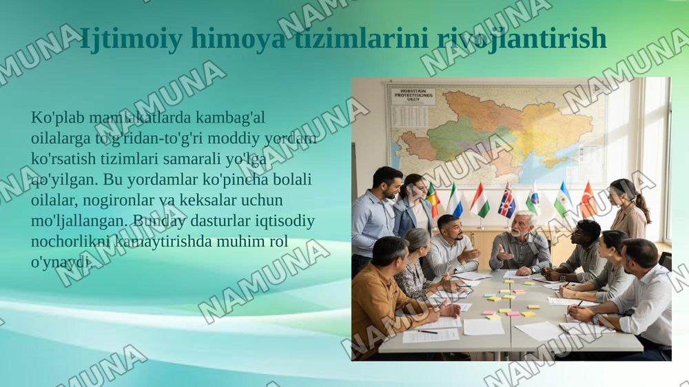Xorij mamlakatlarining kambagallikni qisqartirish boyicha tajribalarni Ozbekistonda qollash — 5-slayd