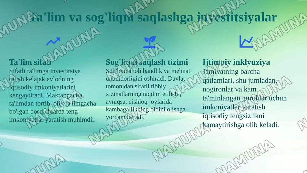 Xorij mamlakatlarining kambagallikni qisqartirish boyicha tajribalarni Ozbekistonda qollash — 7-slayd