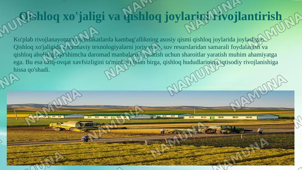 Xorij mamlakatlarining kambagallikni qisqartirish boyicha tajribalarni Ozbekistonda qollash — 8-slayd