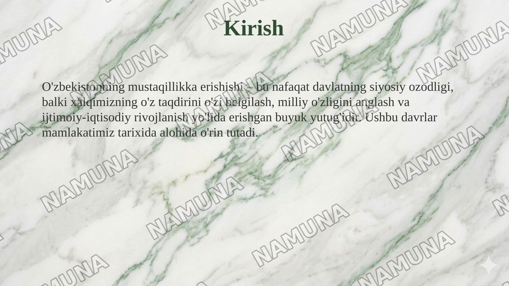 Ozbekiston mustaqilika erishish davirlari — 3-slayd