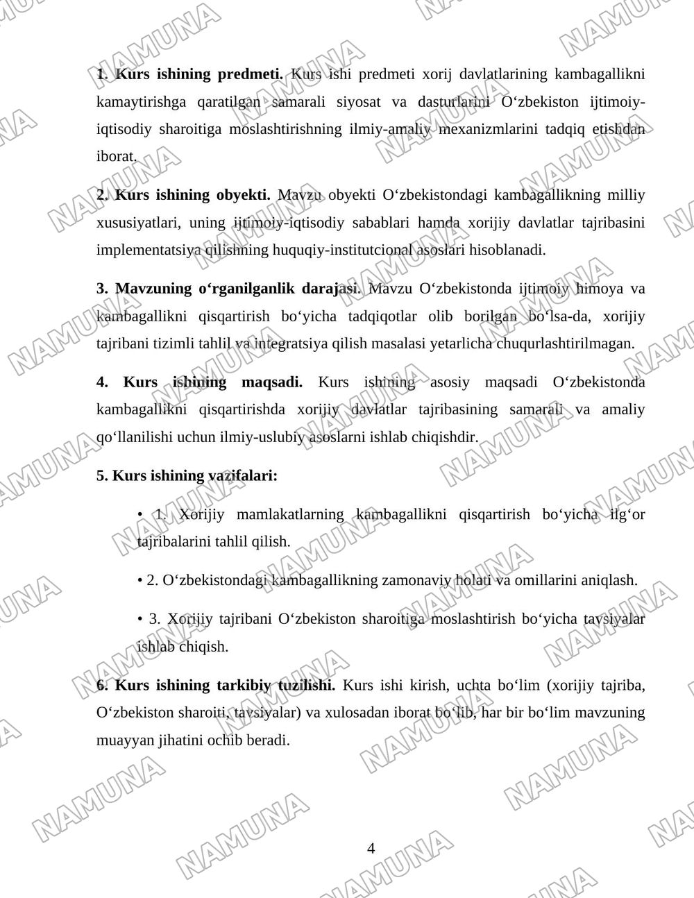 Xorij mamlakatlarining kambagallikni qisqartirish boyicha tajribalarni Ozbekistonda qollash — 4-varaq