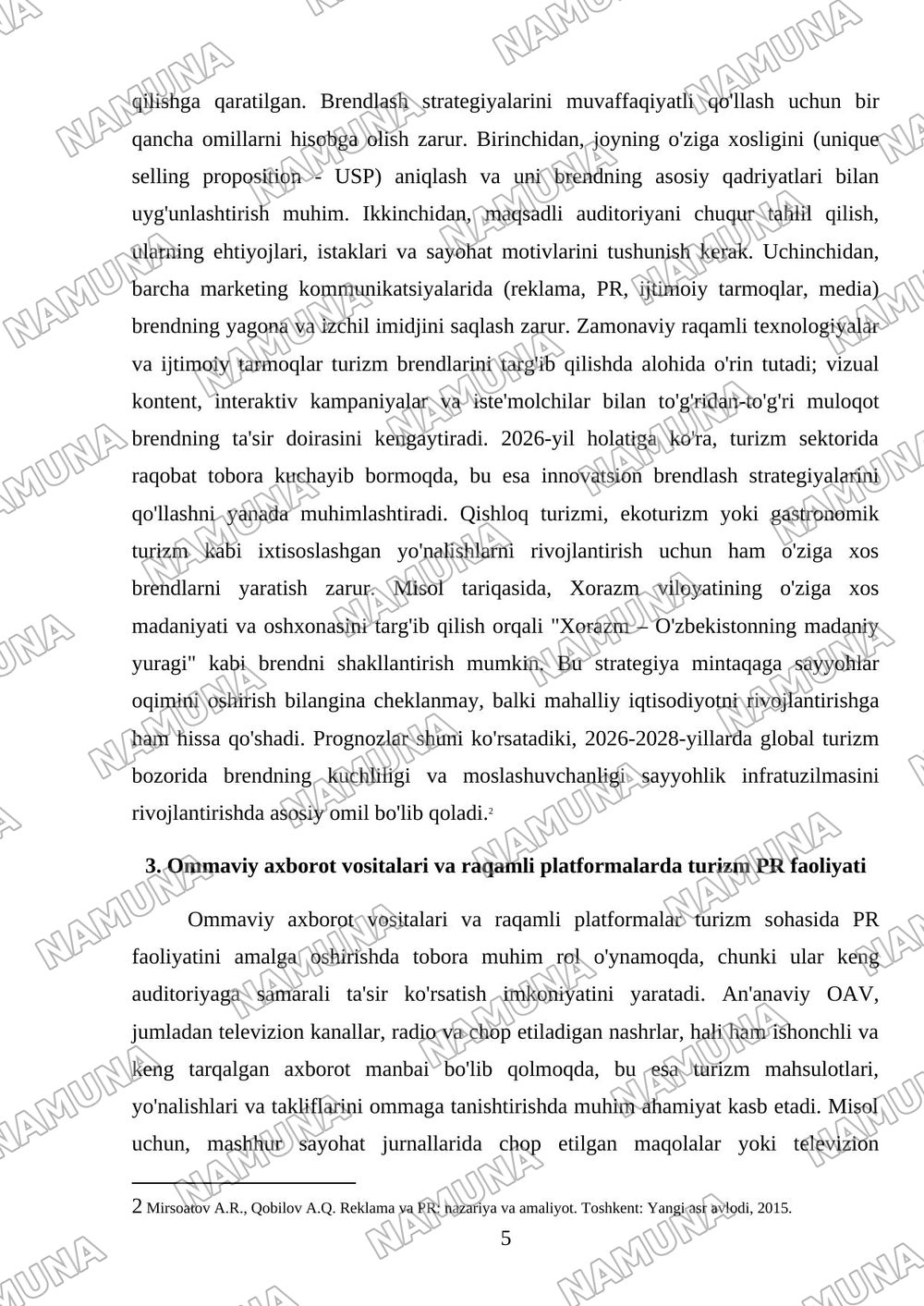 Turizmda reklama va PR faoliyatining ahamiyati — 5-varaq