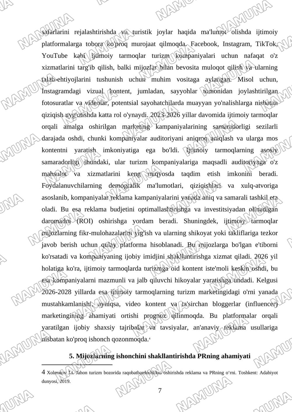 Turizmda reklama va PR faoliyatining ahamiyati — 7-varaq