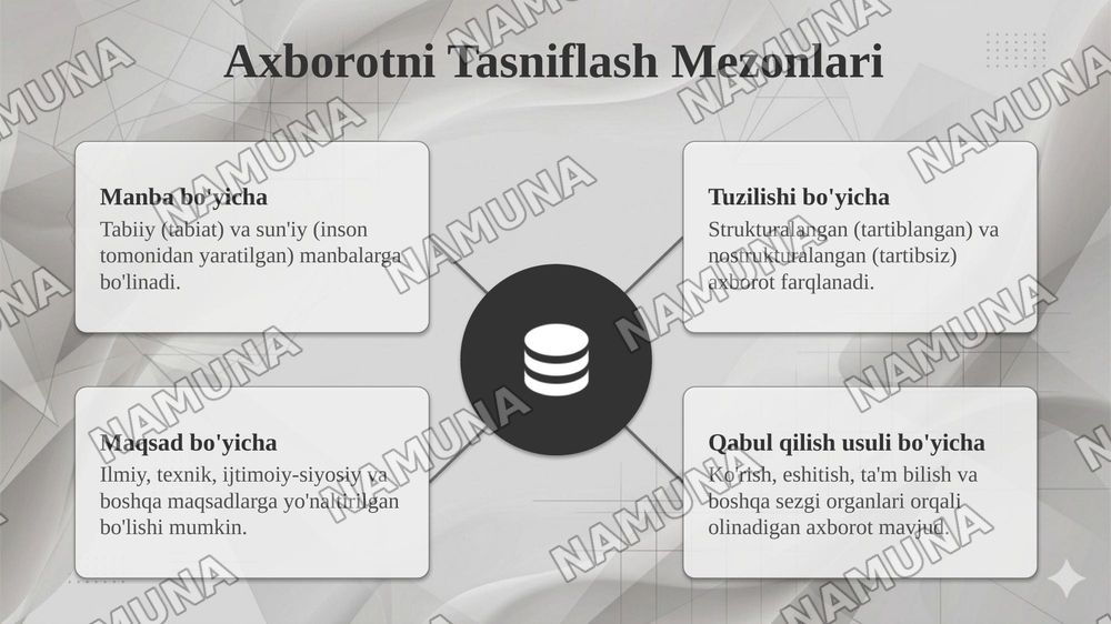 Axbarot turlari va xususiyatlar. — 6-slayd