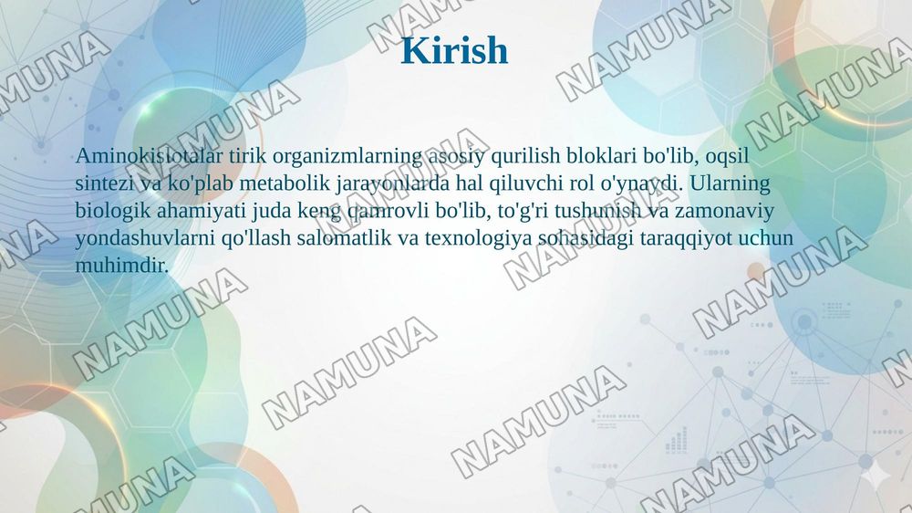 Aminokislotalarning biologik ahamiyati. — 3-slayd