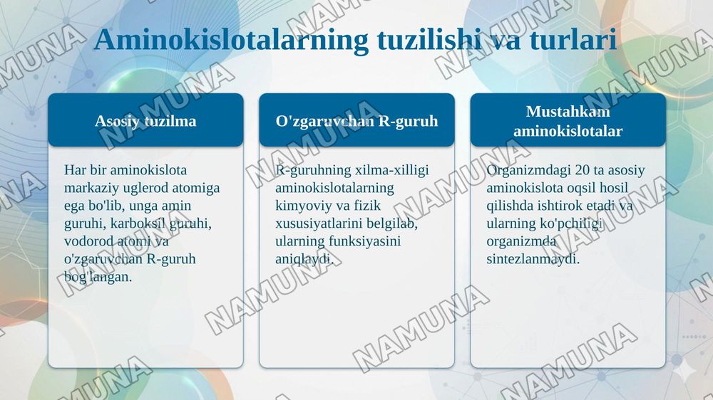 Aminokislotalarning biologik ahamiyati. — 4-slayd