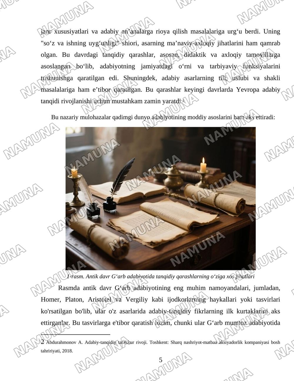 Gʻarb mumtoz adabiyotida adabiy-tanqidiy fikrlar taraqqiyoti — 5-varaq