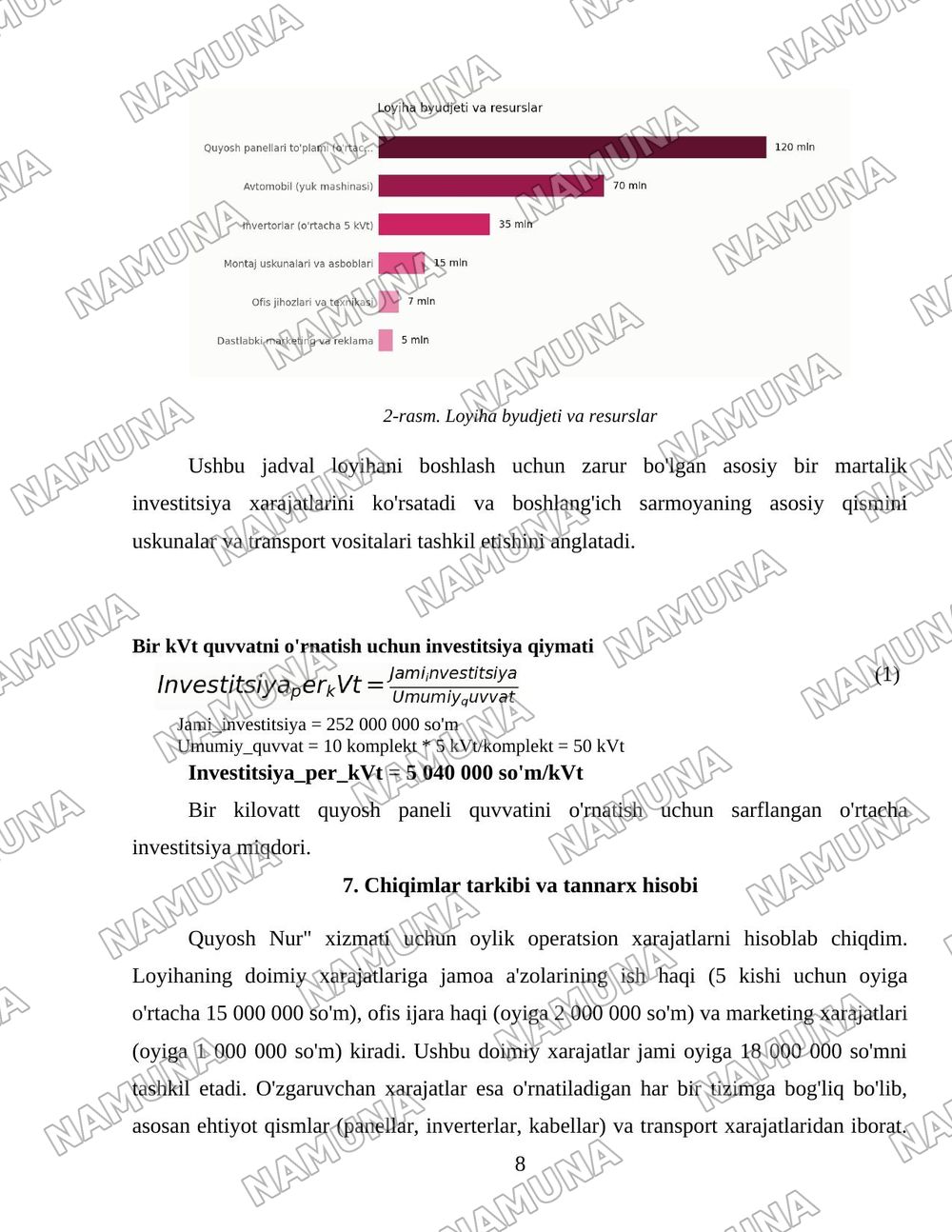 Hususiy quyosh panellari ornatib berish hizmati. — 8-varaq