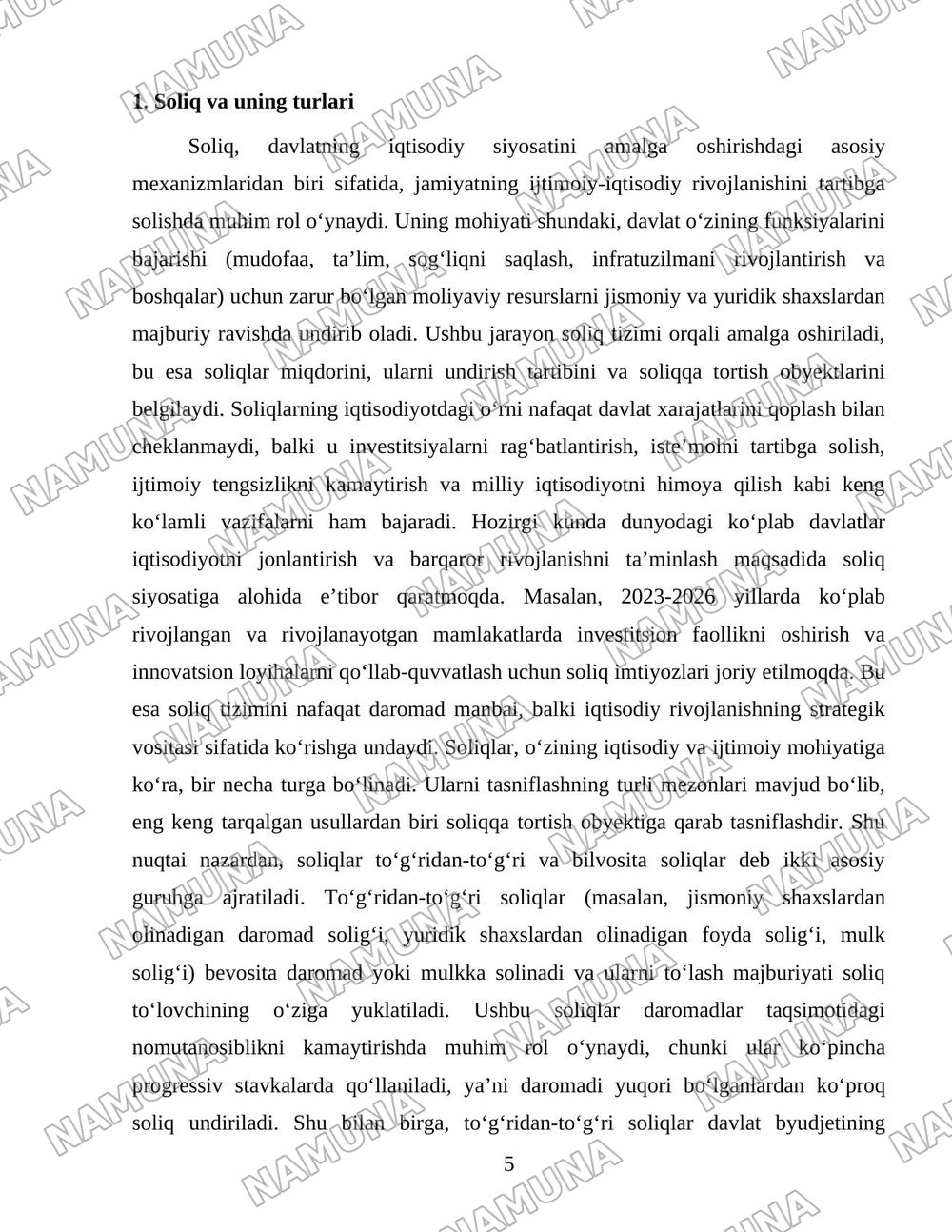 Soliq imtiyozlari orqali iqtisodiyotni davlat tomonidan tartibga solinishi — 5-varaq