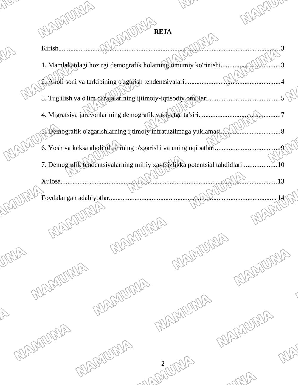 Mamlakatda yuzaga kelgan demografik vaziyat va uning xavfsizlikka ta'siri — 2-varaq