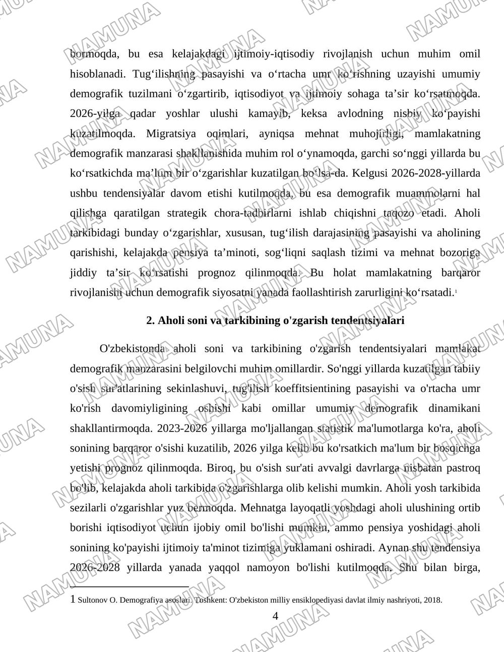Mamlakatda yuzaga kelgan demografik vaziyat va uning xavfsizlikka ta'siri — 4-varaq