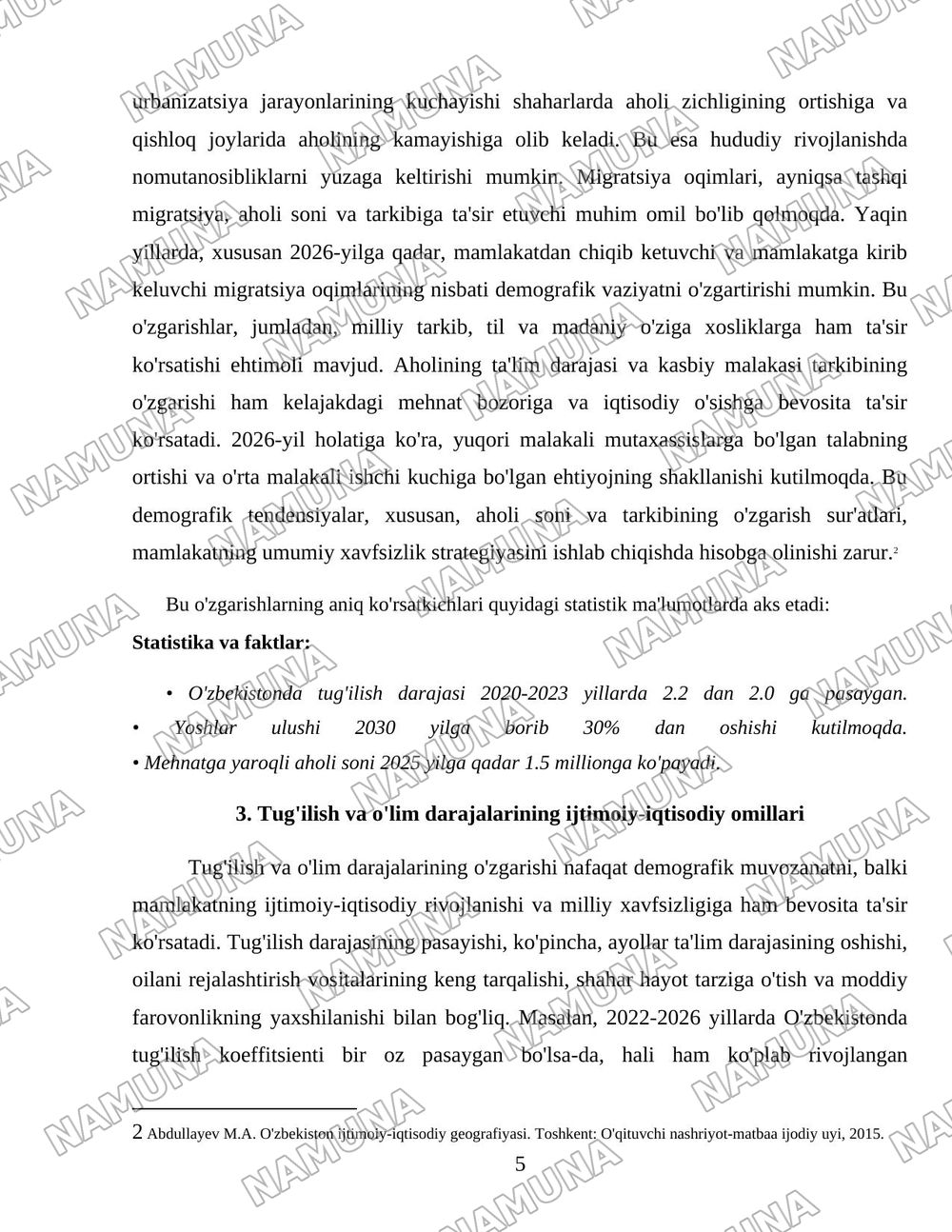 Mamlakatda yuzaga kelgan demografik vaziyat va uning xavfsizlikka ta'siri — 5-varaq
