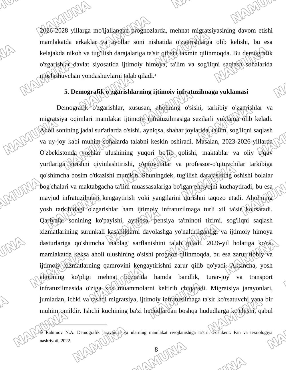 Mamlakatda yuzaga kelgan demografik vaziyat va uning xavfsizlikka ta'siri — 8-varaq