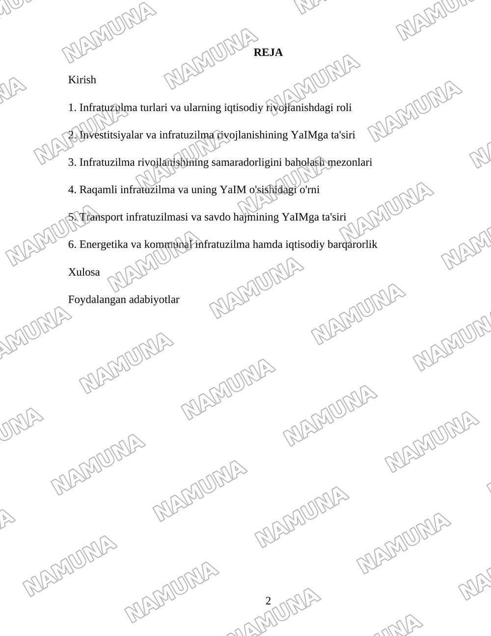 Infratuzulma va yalpi ichki mahaulot ortasidagi bogliqlik — 2-varaq