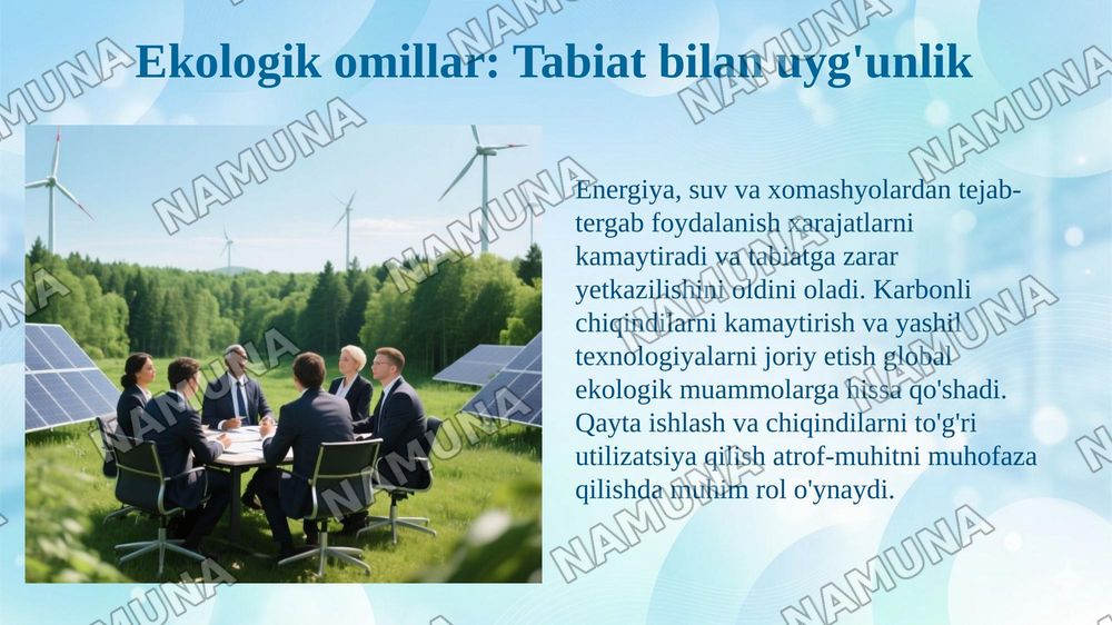 Biznesda ijtimoiy, ekologik va texnologik omilar — 5-slayd