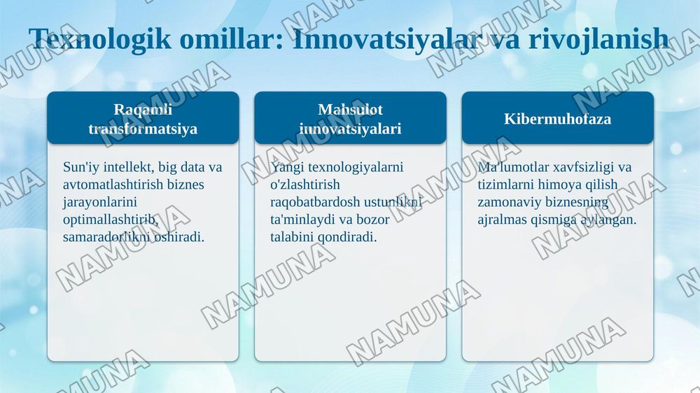 Biznesda ijtimoiy, ekologik va texnologik omilar — 6-slayd
