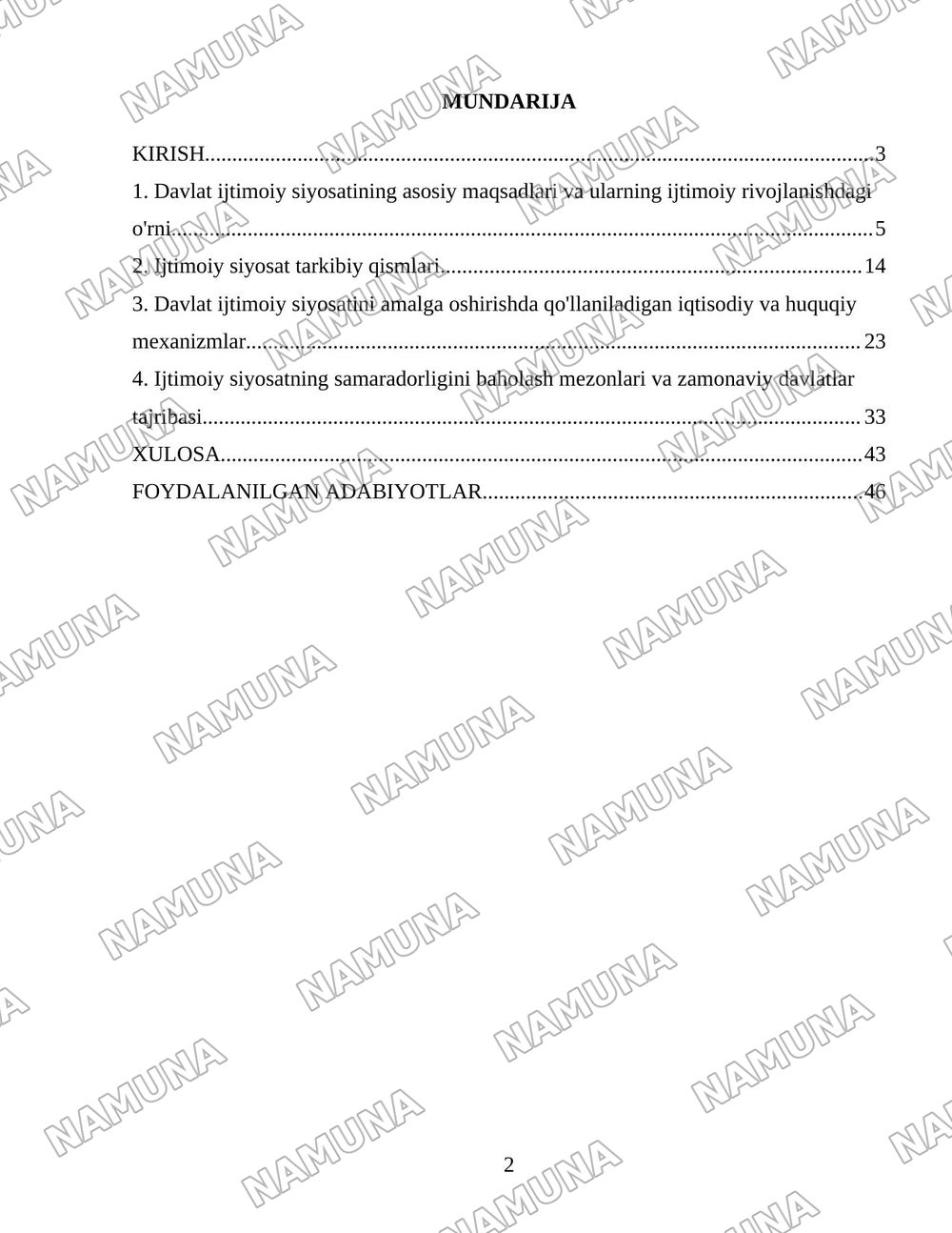 Davlatning ijtimoiy siyosatining maqsadi, tarkibi va vositalari — 2-varaq