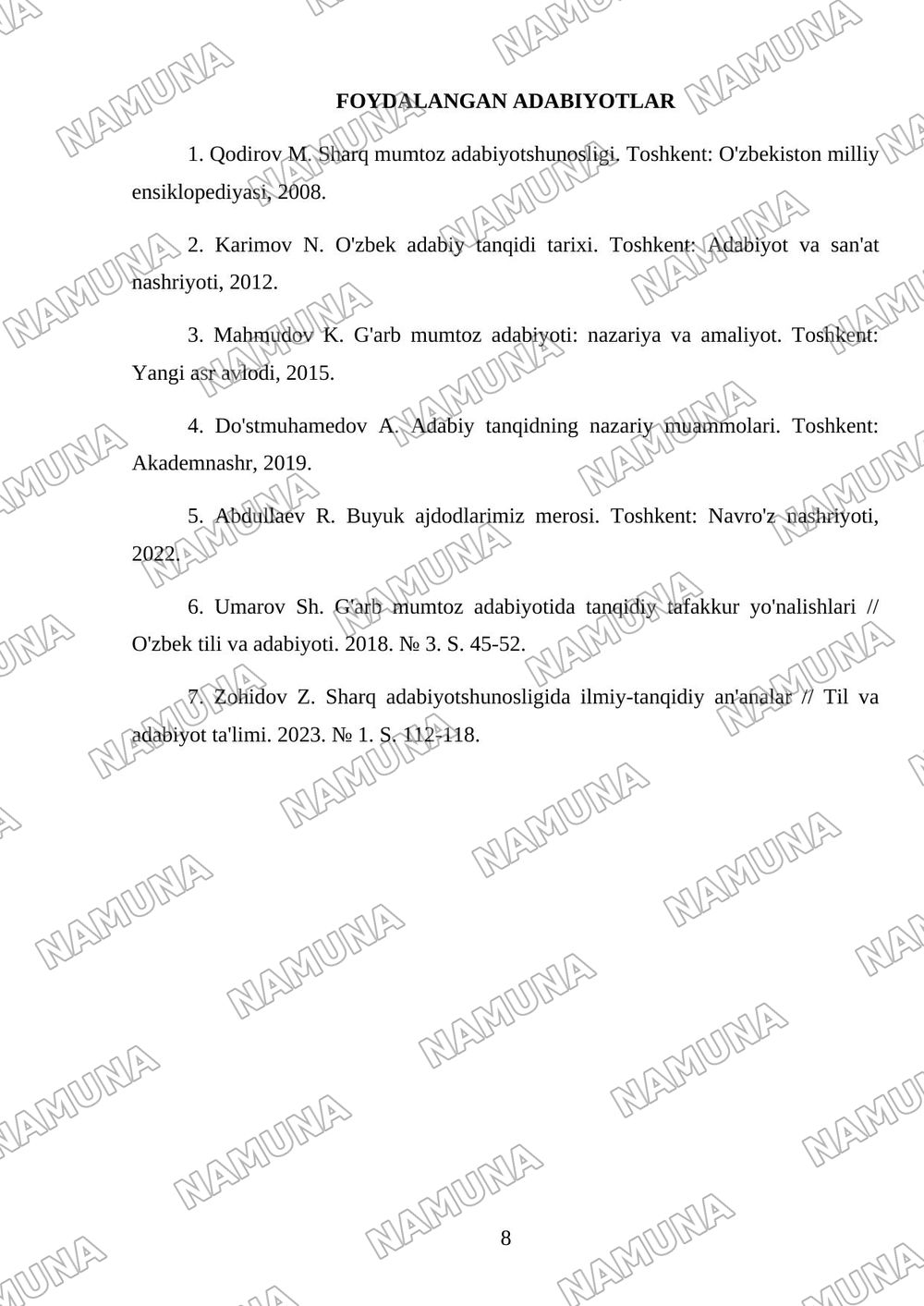 G'arb mumtoz adabiyotida adabiy tanqidiy fikrlar taraqqiyoti — 8-varaq