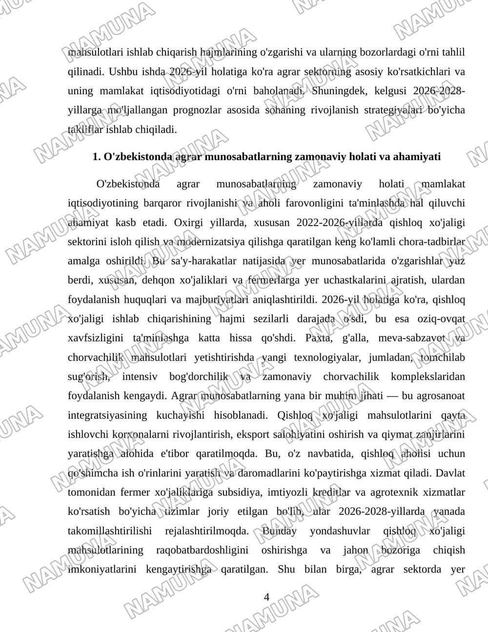 O'zbekistonda agrar munosabatlar va ularning o'ziga xos xususiyatlari — 4-varaq