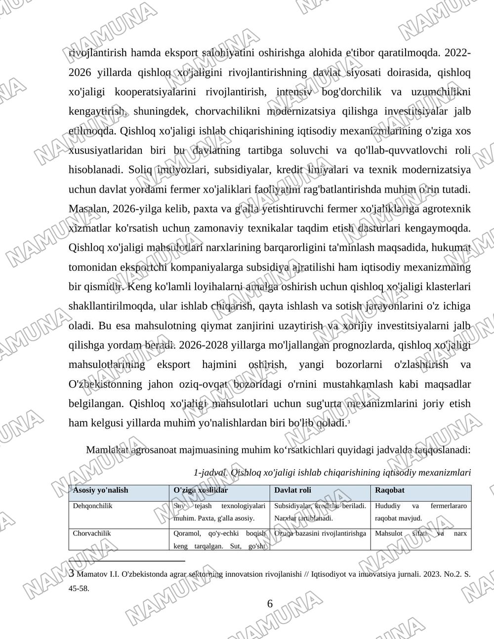 O'zbekistonda agrar munosabatlar va ularning o'ziga xos xususiyatlari — 6-varaq