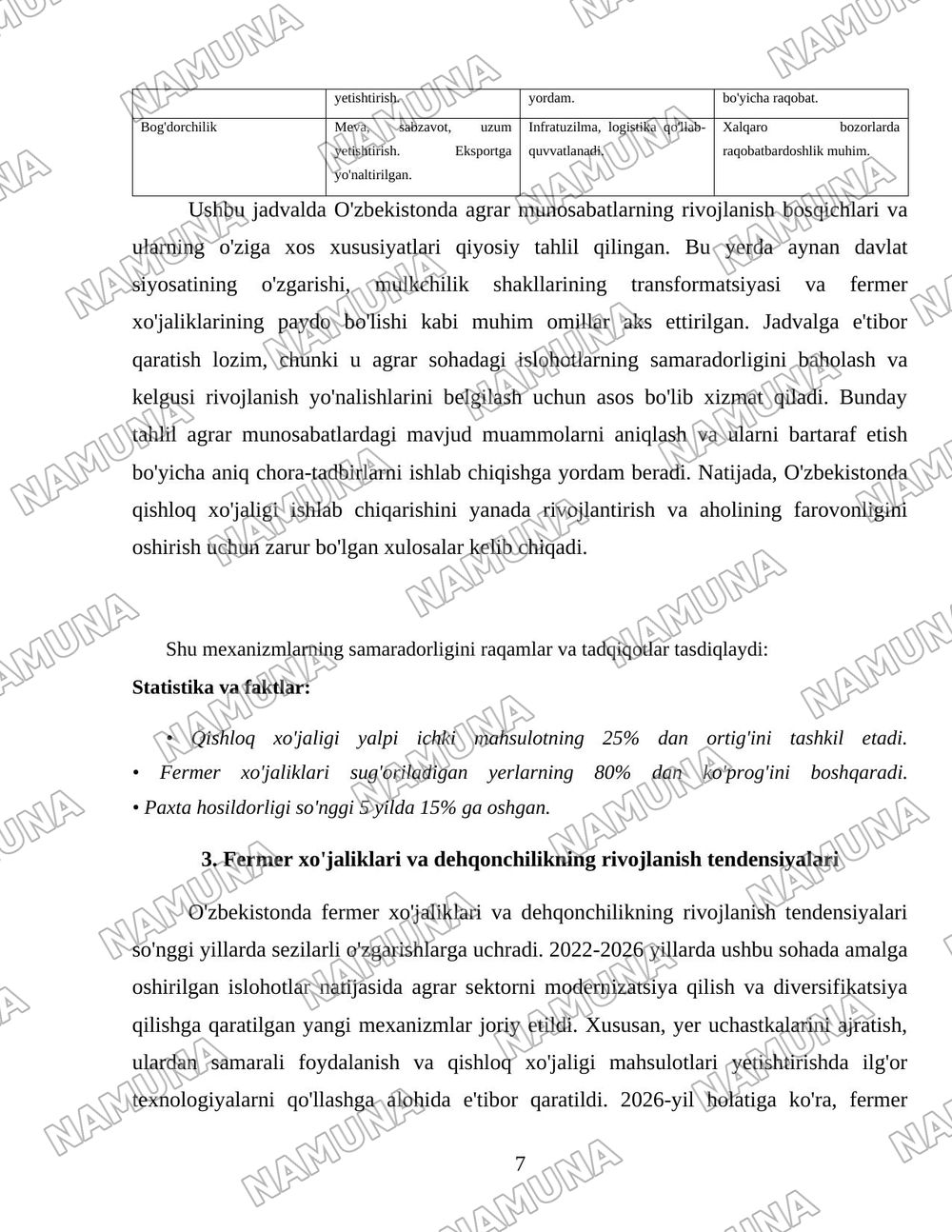 O'zbekistonda agrar munosabatlar va ularning o'ziga xos xususiyatlari — 7-varaq