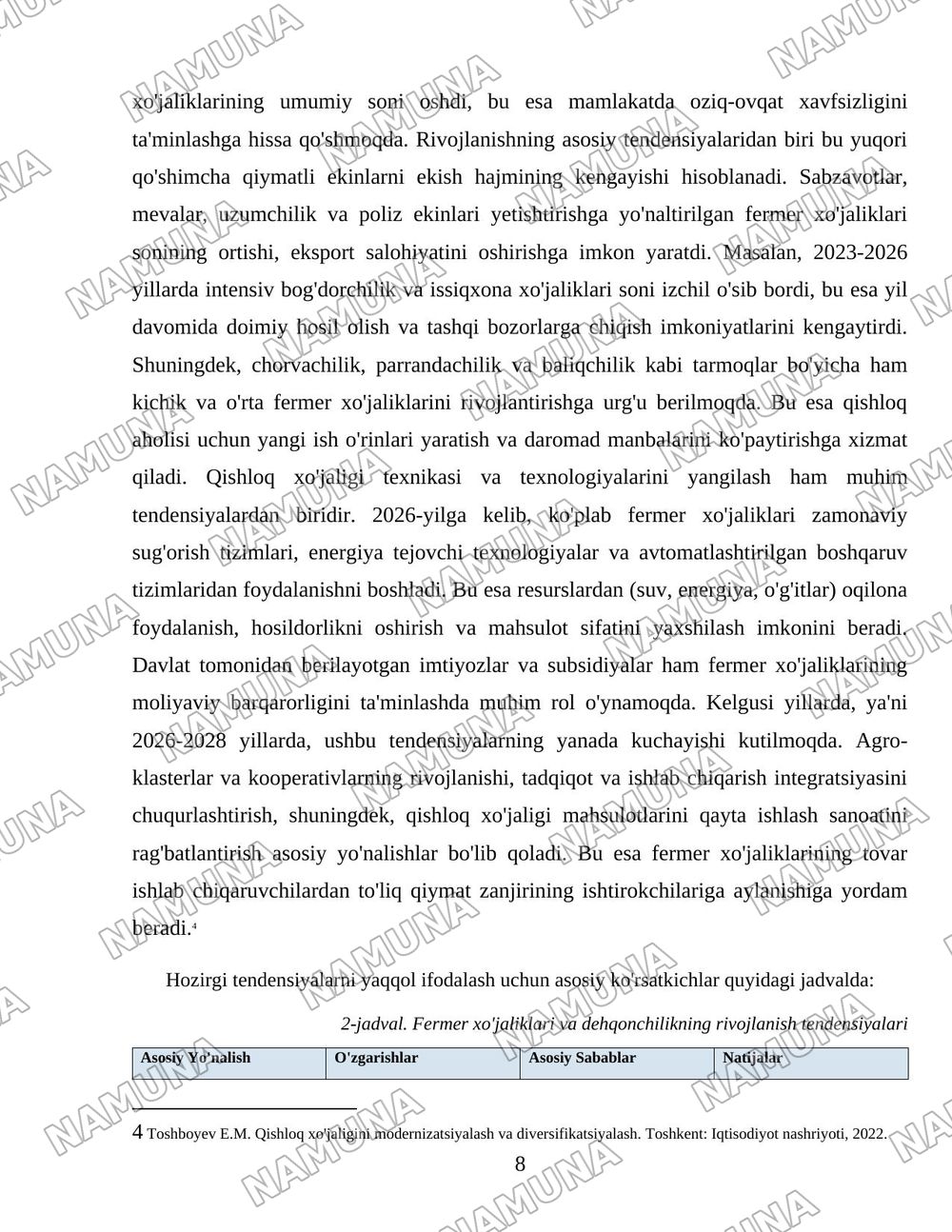 O'zbekistonda agrar munosabatlar va ularning o'ziga xos xususiyatlari — 8-varaq