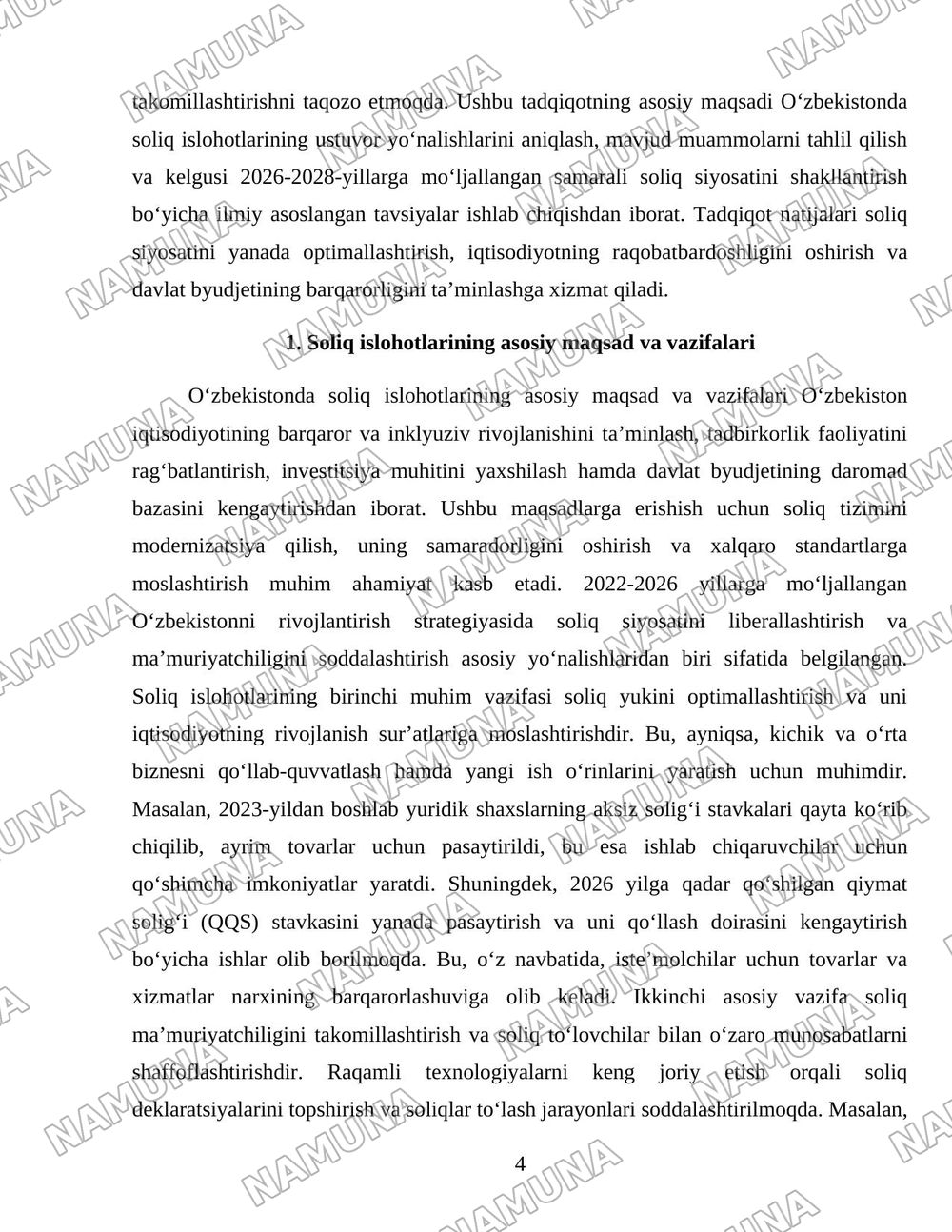 Oʻzbekistonda soliq islohotlarining ustuvor yoʻnalishlari — 4-varaq