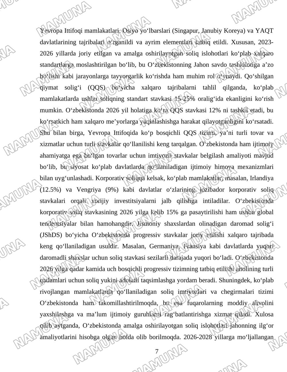 Oʻzbekistonda soliq islohotlarining ustuvor yoʻnalishlari — 7-varaq