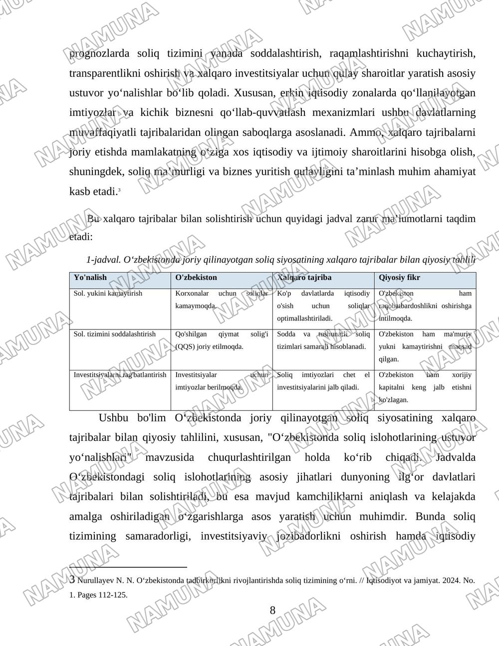 Oʻzbekistonda soliq islohotlarining ustuvor yoʻnalishlari — 8-varaq