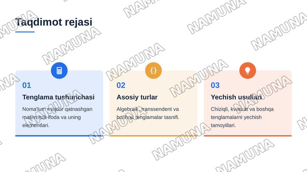 Tenglamalar va ularni yechish usullari — 2-slayd