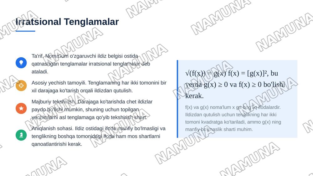Tenglamalar va ularni yechish usullari — 7-slayd