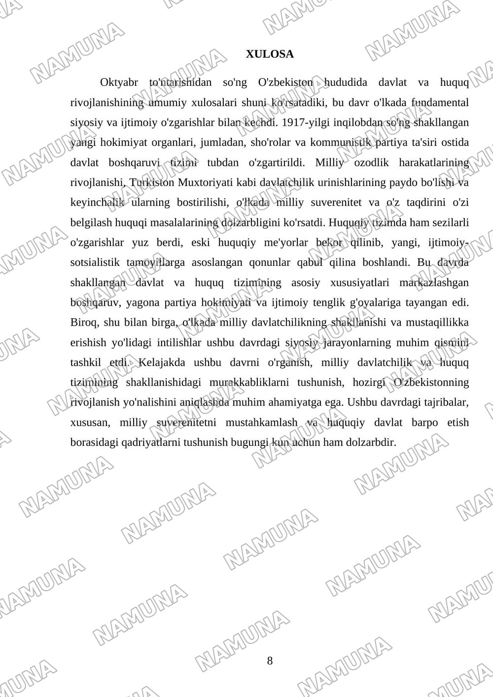 14-mavzu: Oktyabr toʻntarishidan soʻng Oʻzbekiston hududida davlat va huquq. — 8-varaq