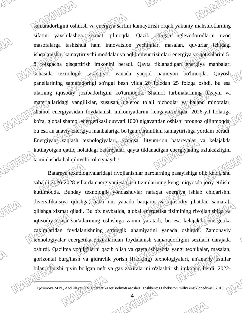 4-MAVZU. ENERGETIKA ZAXIRALARIDAN FOYDALANISH JARAYONLAR — 4-varaq