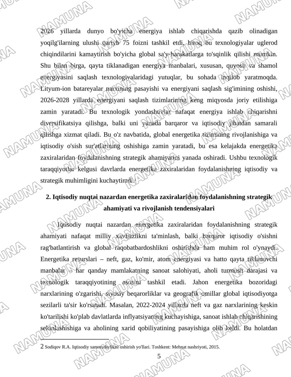 4-MAVZU. ENERGETIKA ZAXIRALARIDAN FOYDALANISH JARAYONLAR — 5-varaq