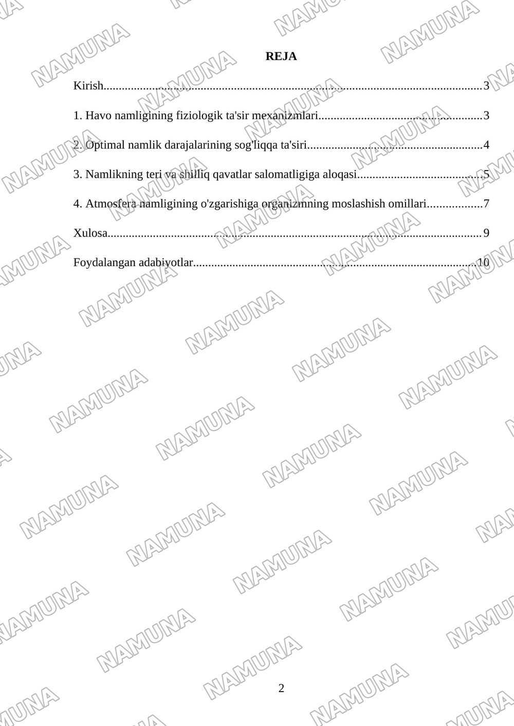 Organizimga havo namligi korsatkichining ahamiyati — 2-varaq