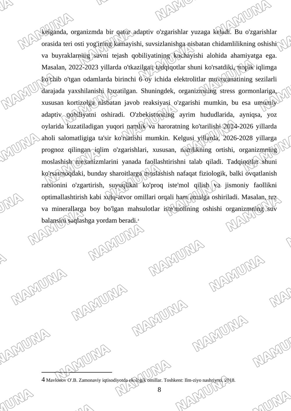 Organizimga havo namligi korsatkichining ahamiyati — 8-varaq