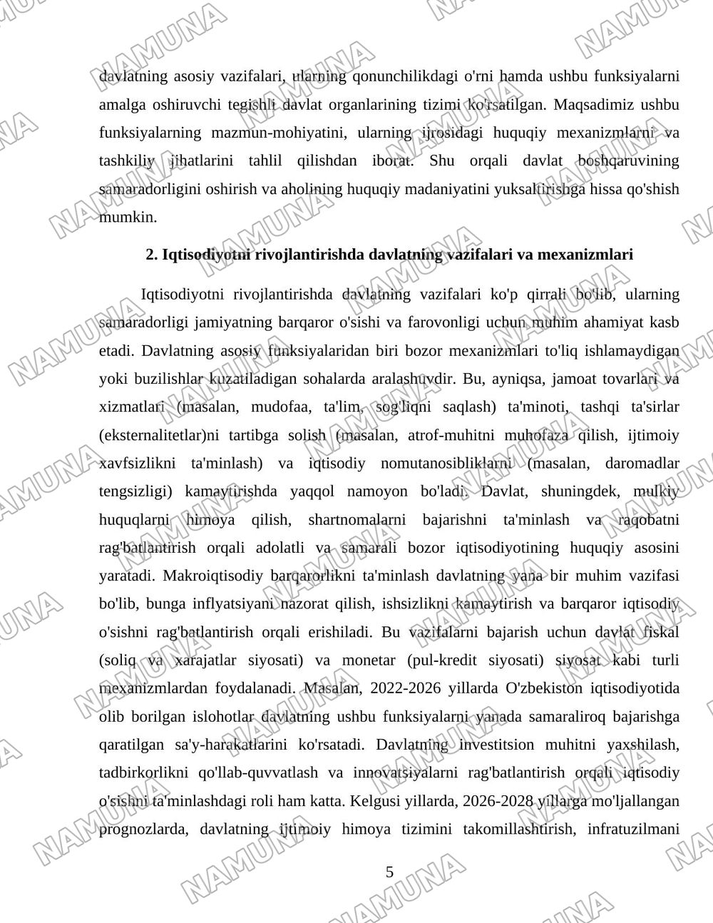 Davlat tomonidan bajariladigan funksiyalar taxlili — 5-varaq