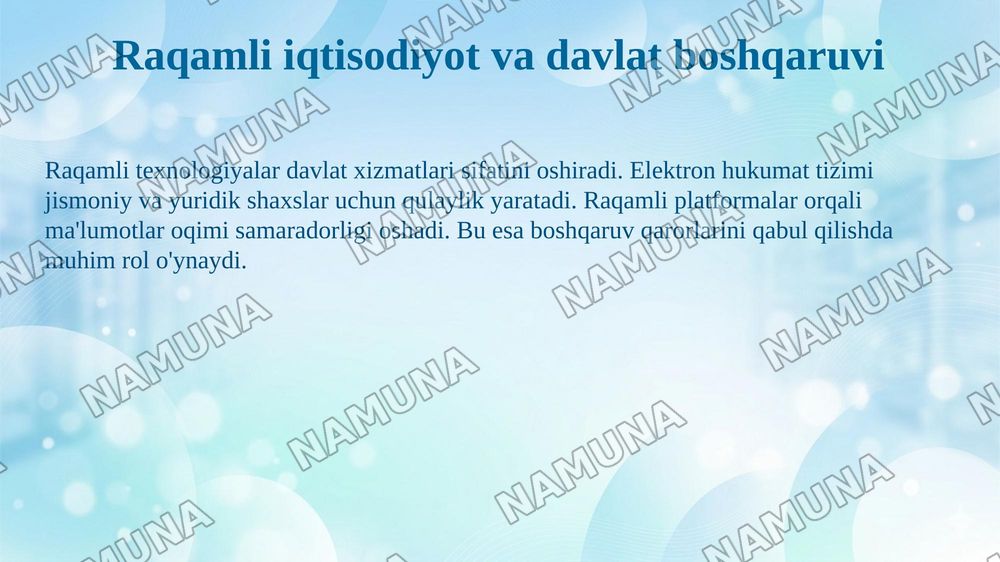 O‘zbekistonda iqtisodiyotni davlat tomonidan boshqarish va tartibga solish tizimini yanada takomillashtirish yo‘llari. — 6-slayd
