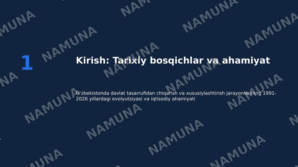 Õzbekistonda mulkni davlat tasarufidan chiqarish va Xususiylashtirishning hozirgi zamondagi xususiyatlari asosiy shakillari va usullari. — 2-slayd