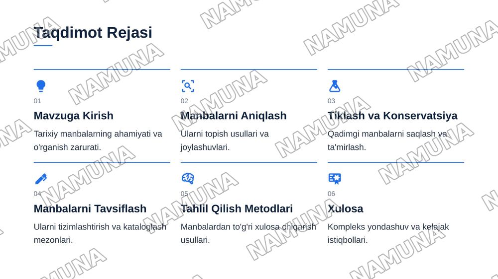 Tarixiy Manbalarni o'rganish: aniqlash, tiklash, tavsiflash va tahlil qilish — 2-slayd