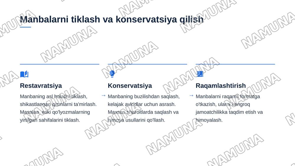 Tarixiy Manbalarni o'rganish: aniqlash, tiklash, tavsiflash va tahlil qilish — 5-slayd