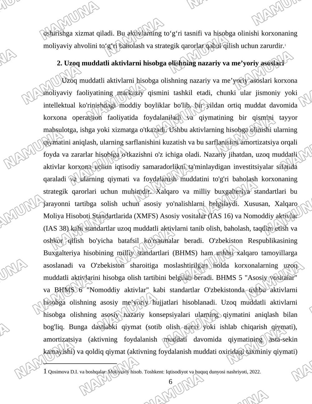 Sotish uchun moʻljallangan uzoq muddatli aktivlar hisobi — 6-varaq