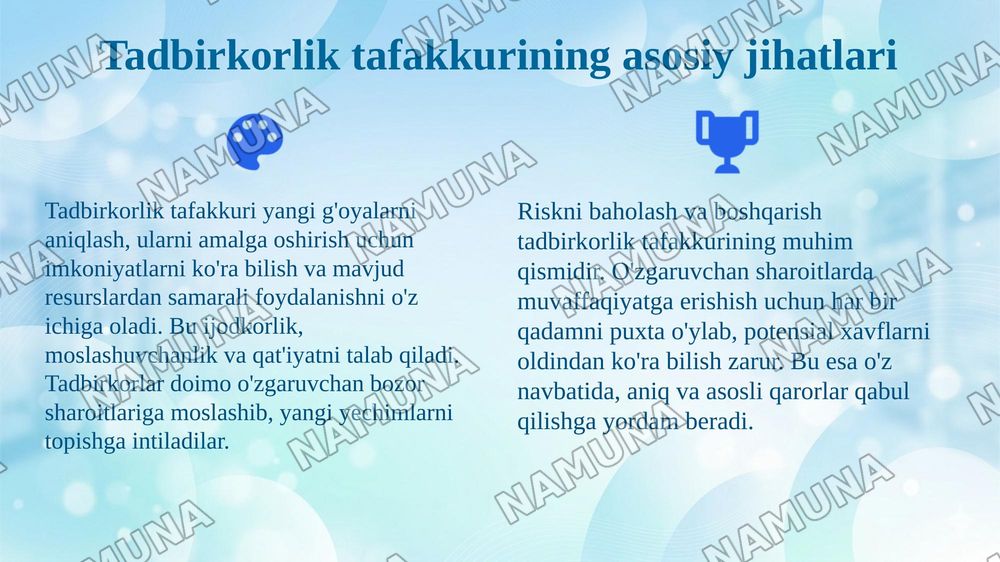 Tadbirkorlik tafakkuri, biznes imkoniyati va startap ekotizimi. — 4-slayd
