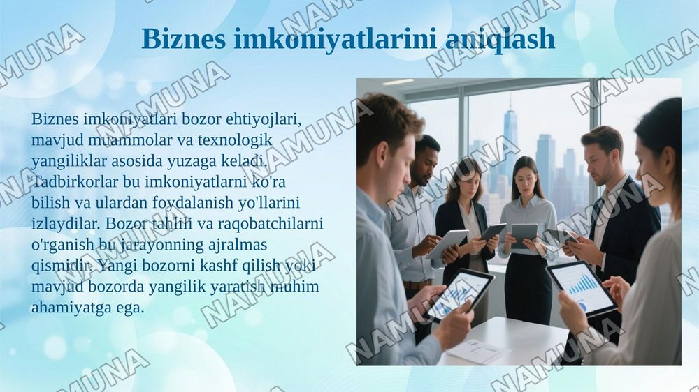 Tadbirkorlik tafakkuri, biznes imkoniyati va startap ekotizimi. — 5-slayd