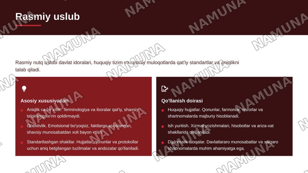 Badiiy soʻzlashuv rasmiy ilmiy ommabop nutq uslublarini tavsiflash — 7-slayd