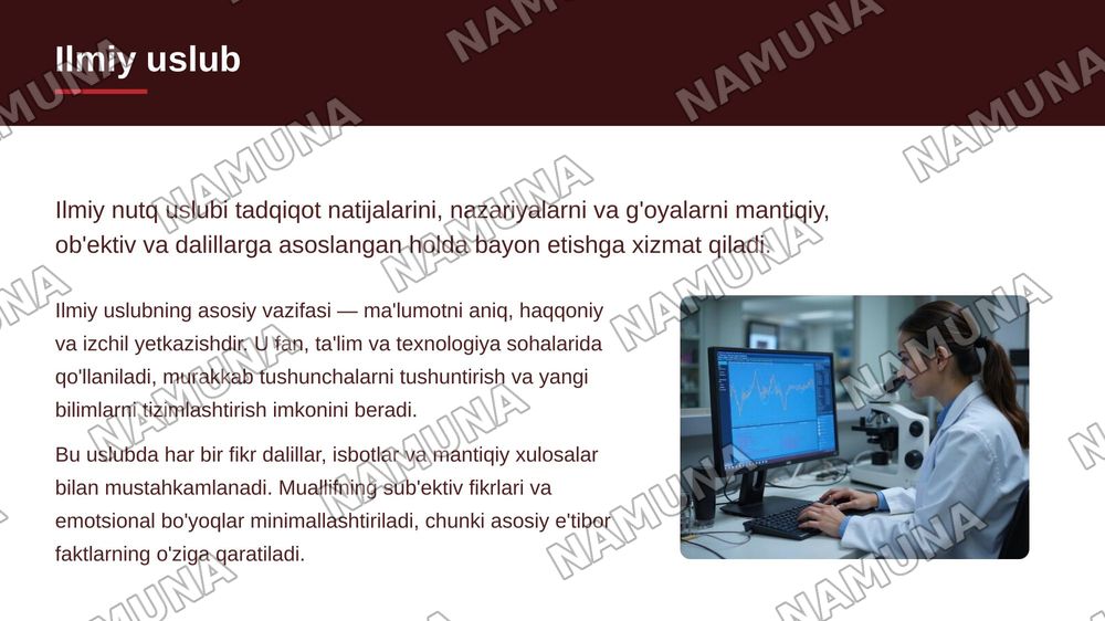 Badiiy soʻzlashuv rasmiy ilmiy ommabop nutq uslublarini tavsiflash — 8-slayd
