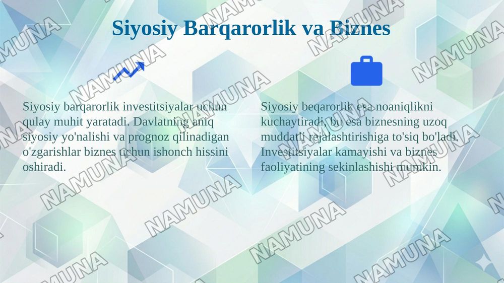 biznes yuritishda siyosiy va huquqiy omillar tahlili — 4-slayd