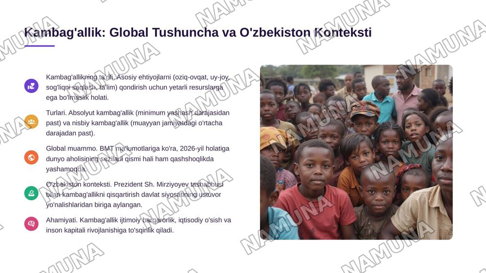 Xorijiy mamlakatlarning kambagʻallikni qisqartirish boʻyicha tajribalarini Oʻzbekistonda qoʻllash yoʻllari — 3-slayd